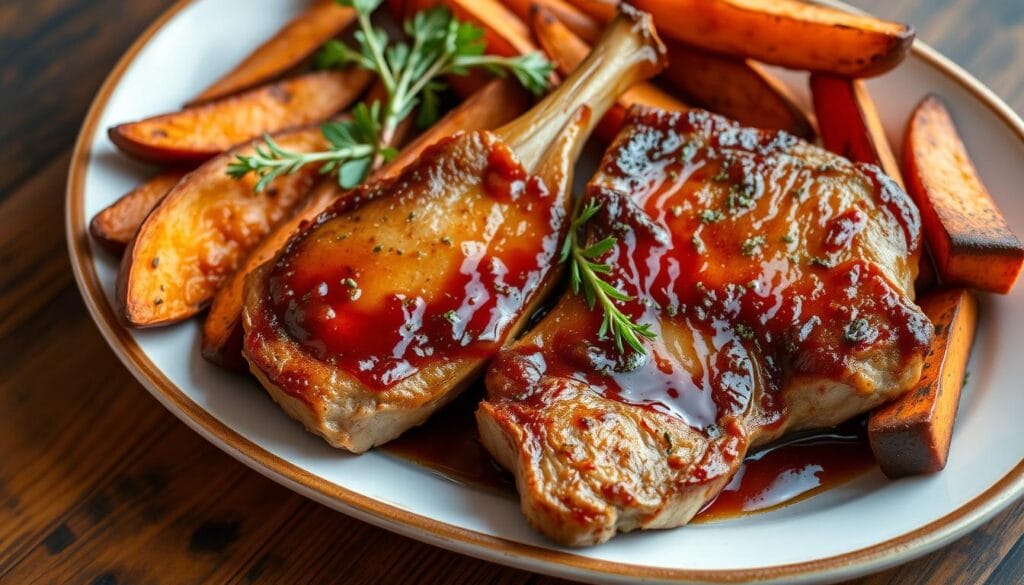 Savory sweet potato and pork chops