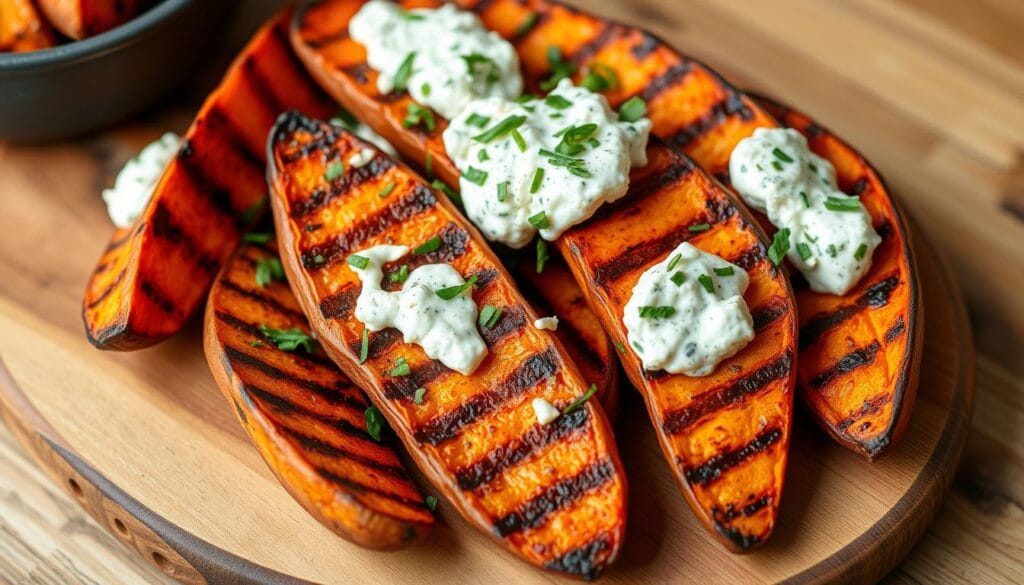 grilled sweet potato wedges