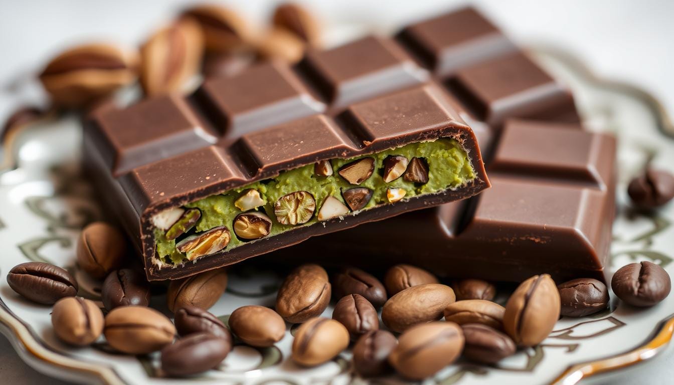 pistachio filled chocolate bar