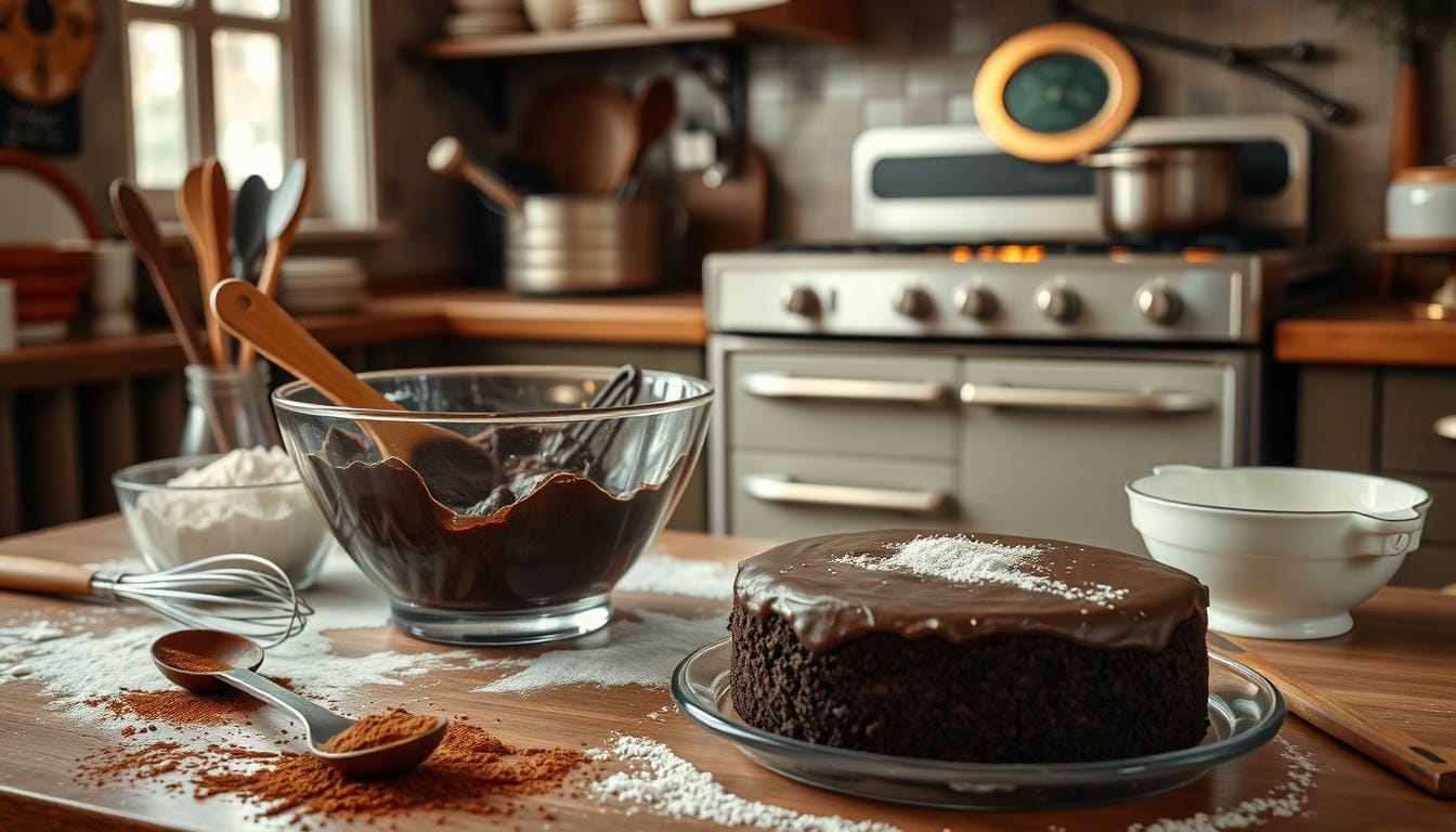 1920's Chocolate Cake Baking Process