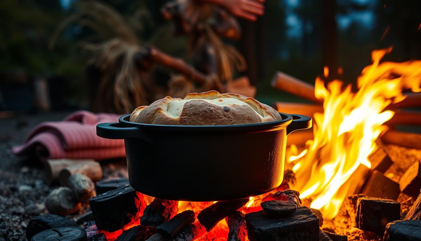 Campfire Dutch Oven Bread Baking